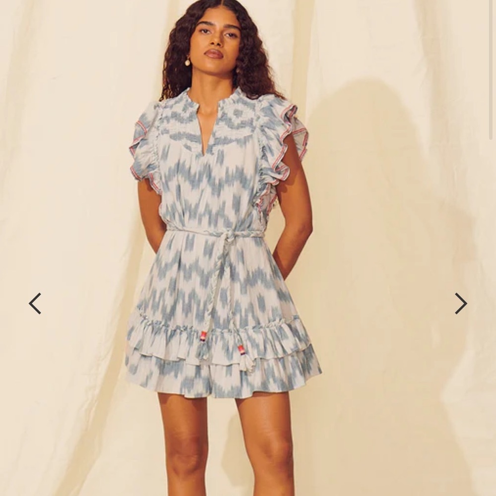 Anthropologie Saylor Blue Boho 100% Cotton Mini Dress Nwt
